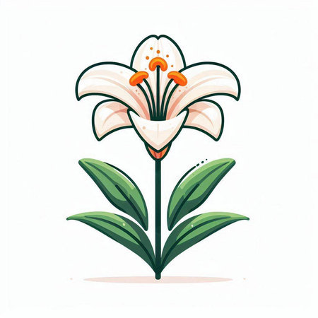 Lily flower isolated on white background. Hand drawn vector illustration.のイラスト素材