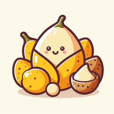 Cute kawaii kawaii fruit character vector illustration.のイラスト素材