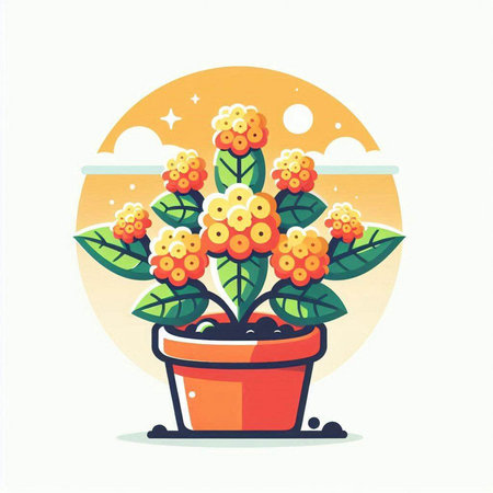 Flower in a pot. Vector illustration in flat cartoon style.のイラスト素材