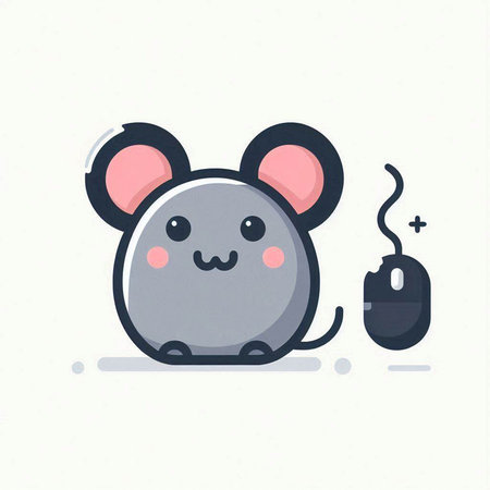 Mouse and mouse. Cute cartoon mouse character. Vector illustration.のイラスト素材