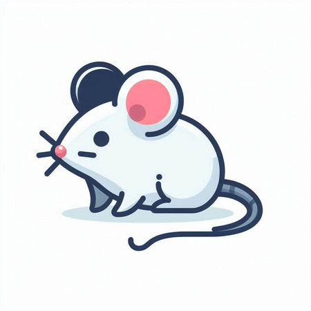 Cute white mouse isolated on white background. Vector stock illustration.のイラスト素材