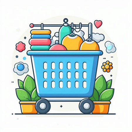 Shopping basket vector illustration. Shopping basket icon in flat style.のイラスト素材