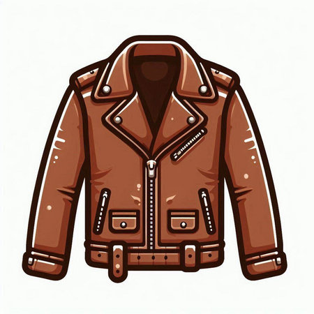 Brown leather jacket isolated on white background. Vector illustration. Eps 10.のイラスト素材