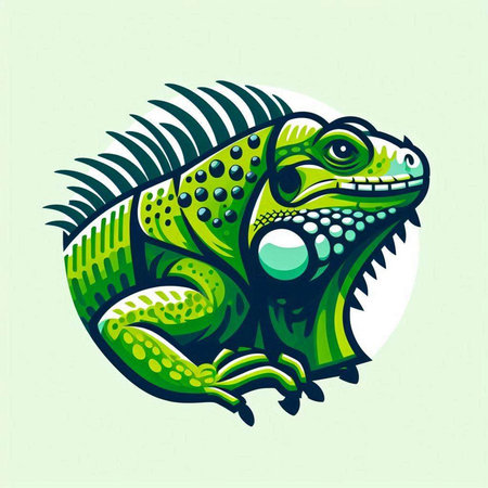 Green iguana on a light green background. Vector illustration for your designのイラスト素材