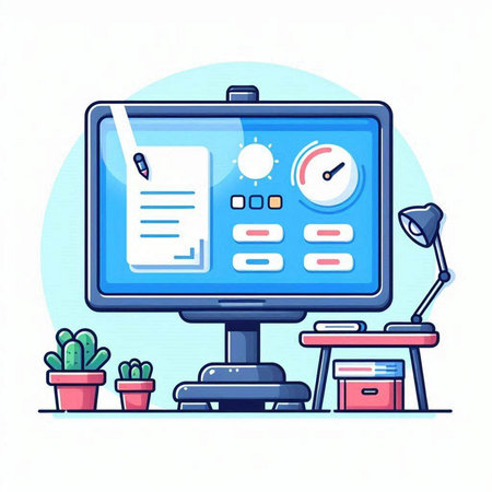 Vector illustration of a computer monitor with a checklist. Flat style.のイラスト素材
