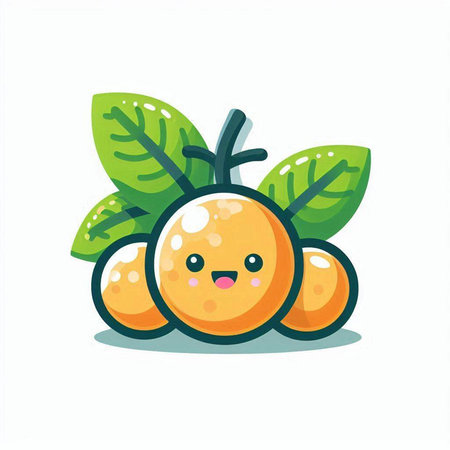 Cute cartoon orange fruit character isolated on white background. Vector illustration.のイラスト素材