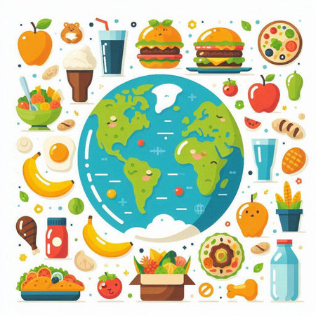 World food day concept. World food day. Vector illustration in flat styleのイラスト素材