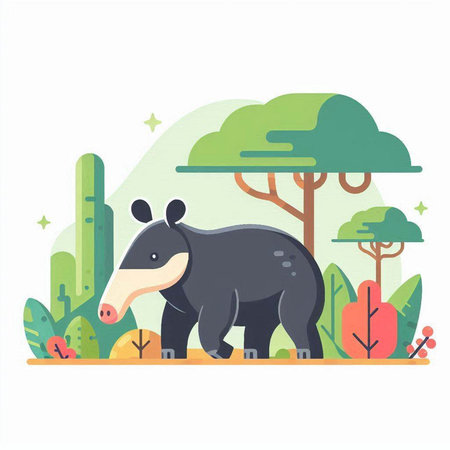 Vector illustration of a cute wild animal in the jungle. Flat style.のイラスト素材