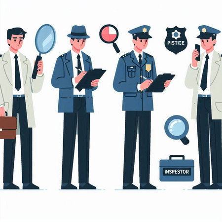 Police officer in uniform. Policeman, policeman, inspector. Policeman. Vector illustration in flat styleのイラスト素材