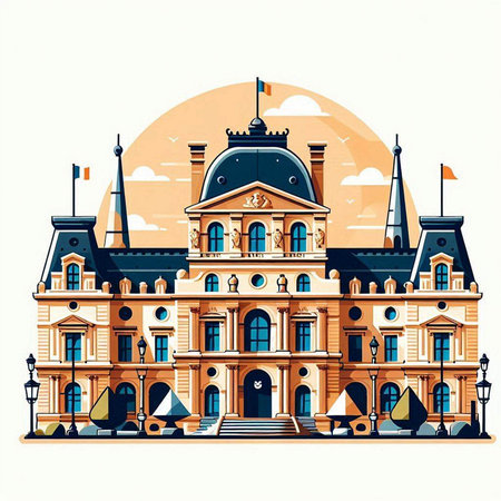 Town hall building. Vector illustration in retro style. Template for your designのイラスト素材