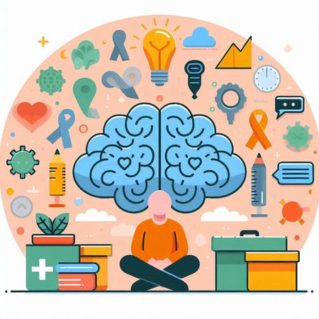 Human brain concept. Flat design vector illustration for web banner and print.のイラスト素材