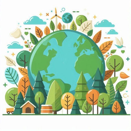 Ecology concept. World Environment Day. Save the planet. Vector illustrationのイラスト素材