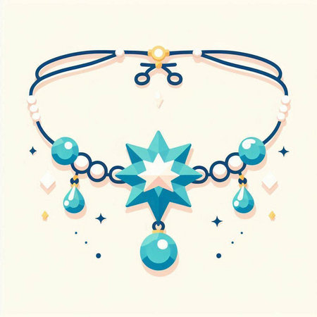 Illustration of a necklace with a star and beads. Vector illustration.のイラスト素材