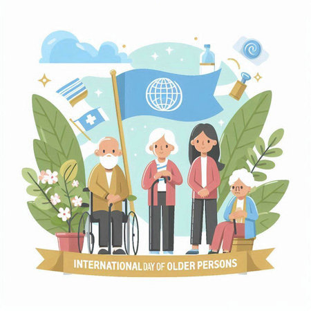 International Day of Older Persons. Flat design vector illustration for website and mobile website development.のイラスト素材