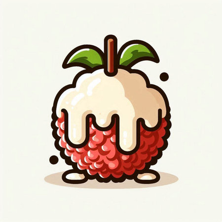 Lychee fruit cartoon character isolated on white background vector illustration.のイラスト素材