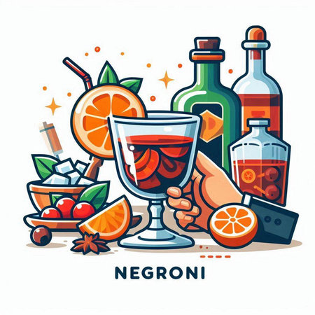 Alcoholic drink, mulled wine. Vector illustration in flat styleのイラスト素材