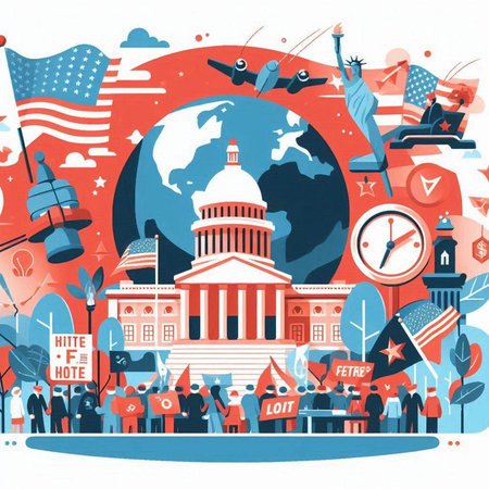 Flat design vector illustration concept for United States of America Presidential Election 2020.のイラスト素材