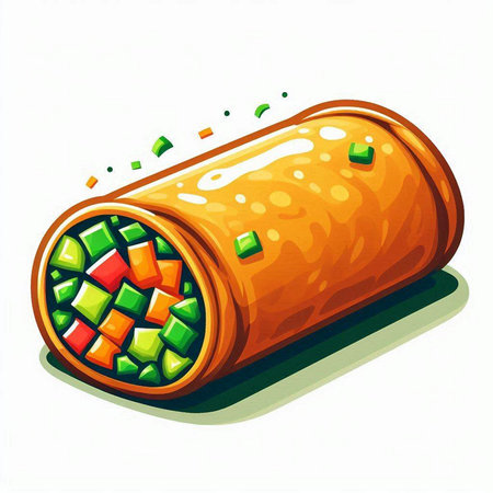 Illustration of a traditional asian spring roll on a white backgroundのイラスト素材
