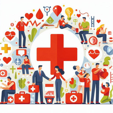 Flat design illustration concepts for healthcare, medical and healthcare services.のイラスト素材