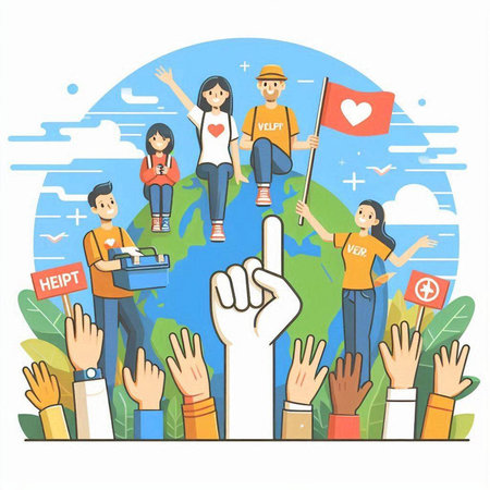 Flat design vector illustration concept of social movement in the world.のイラスト素材
