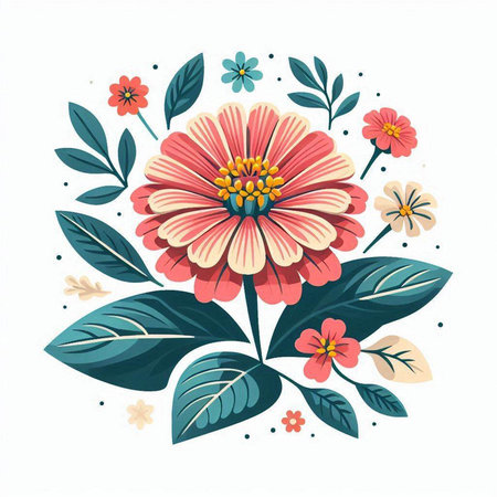 Beautiful hand drawn vector illustration with flowers. Isolated on white background.のイラスト素材