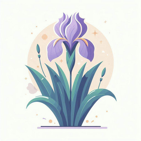 Illustration of iris flower. Vector illustration in flat style.のイラスト素材