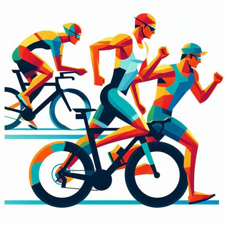 Cyclists. Colorful vector illustration. Conceptual design.のイラスト素材