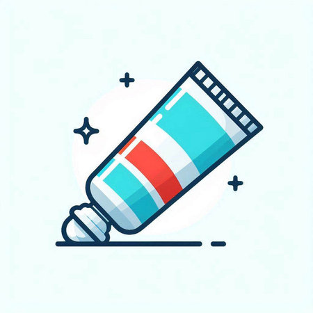 Vector illustration of tube of toothpaste. Flat line art design.のイラスト素材