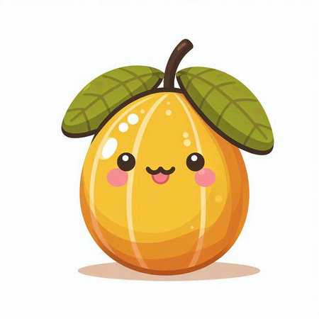 Cute cartoon character of kawaii melon. Vector illustrationのイラスト素材
