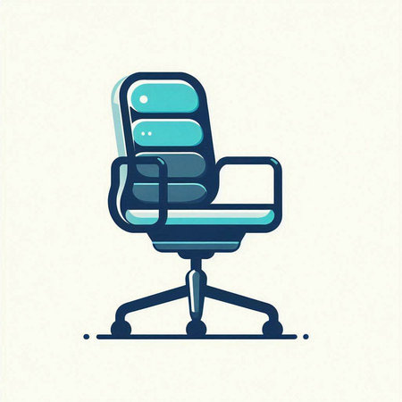 Office chair icon, vector illustration. Flat design style. Blue color.のイラスト素材