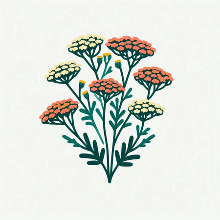Achillea millefolium. Hand drawn vector illustration.のイラスト素材