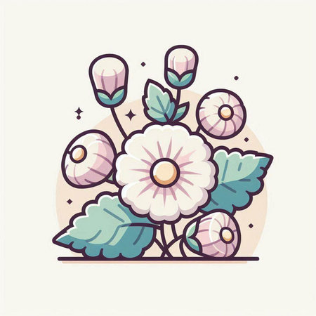 Flower doodle icon. Vector illustration of a bouquet of flowers.のイラスト素材