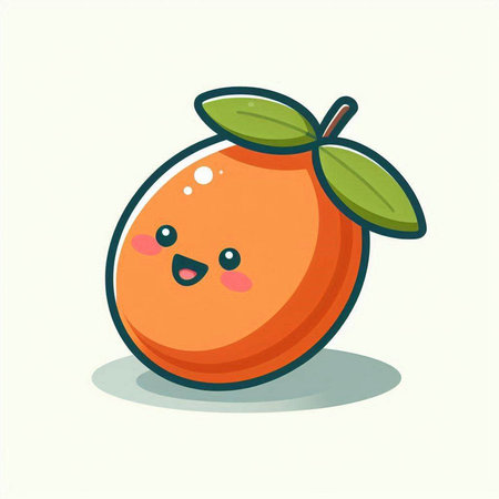 Cute and kawaii orange fruit character. Vector illustration.のイラスト素材