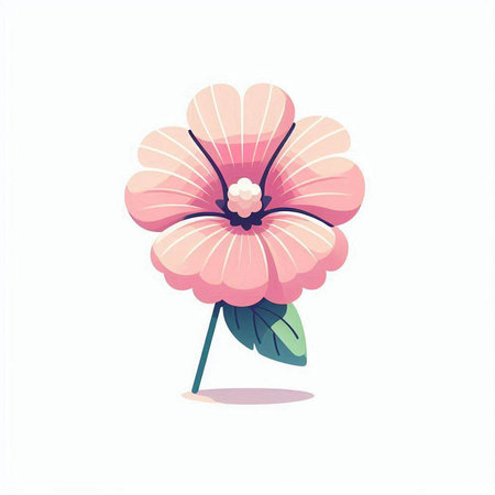 Pink flower isolated on a white background. Vector illustration in cartoon style.のイラスト素材
