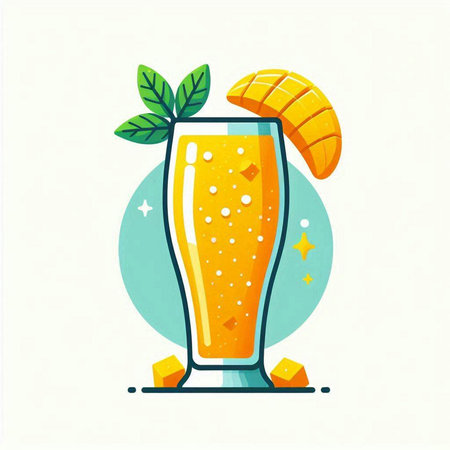 Illustration of a glass of beer with a croissant.のイラスト素材