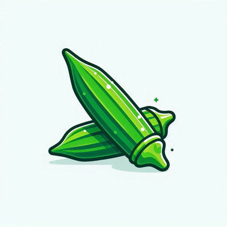 Illustration of fresh okra in cartoon style. Vector illustration.のイラスト素材