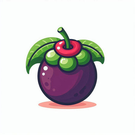 Mangosteen vector illustration. Exotic fruit isolated on white background.のイラスト素材