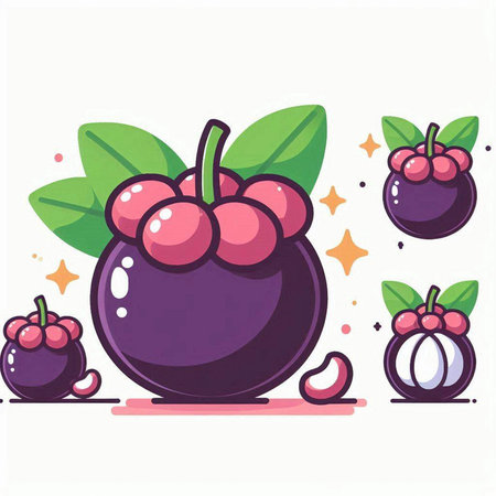 Mangosteen fruit vector illustration. Vector illustration of mangosteen fruit.のイラスト素材