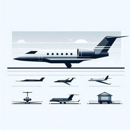 Airplane and transport icon set. Vector illustration. Eps 10.のイラスト素材