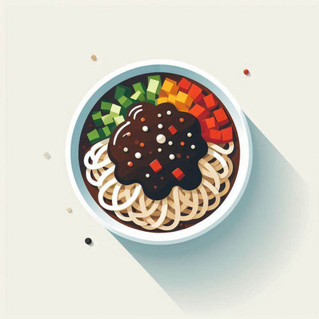 japanese noodle in bowl, vector illustration eps10のイラスト素材