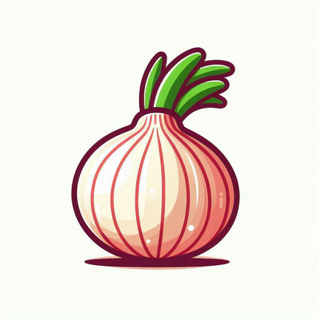 Illustration of onion on a white background. Vector illustration in cartoon style.のイラスト素材