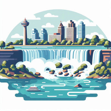 Niagara Falls, Ontario, Canada. Flat style vector illustration.のイラスト素材