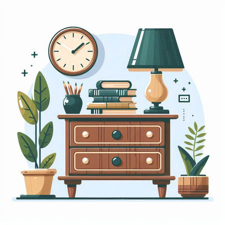 Furniture and interior elements. Vector illustration in flat style.のイラスト素材