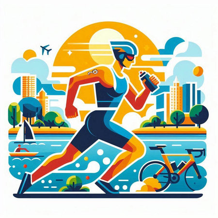 Running man. Sport and healthy lifestyle. Flat style vector illustration.のイラスト素材