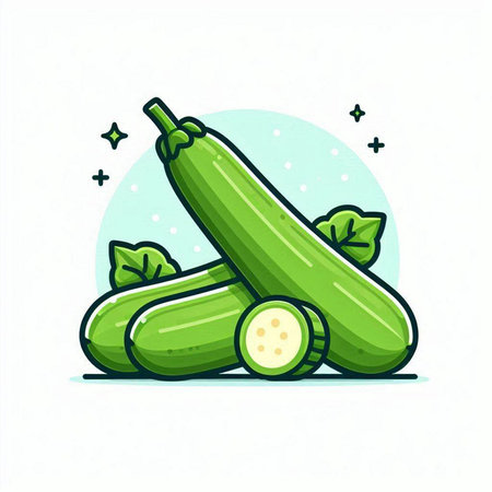 Zucchini vegetable icon. Cucumber on white background. Vector illustration.のイラスト素材