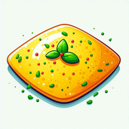 Illustration of a plate of curry with mint on a white backgroundのイラスト素材