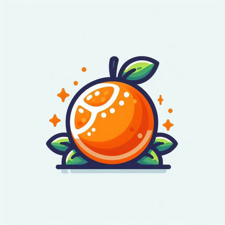 Orange fruit icon. Vector flat illustration. Isolated on white background.のイラスト素材