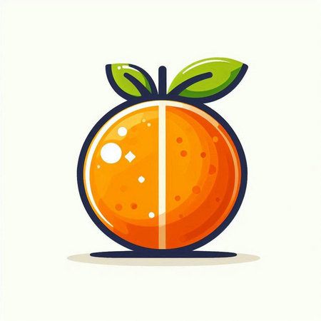 Orange fruit icon isolated on white background. Cartoon style. Vector illustration.のイラスト素材