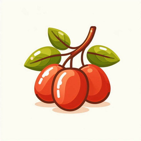 Vector illustration of a rowan berry on a white background.のイラスト素材