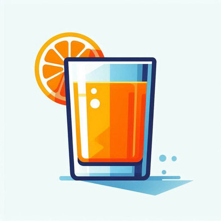 Orange juice in a glass with a slice of orange. Vector illustration.のイラスト素材